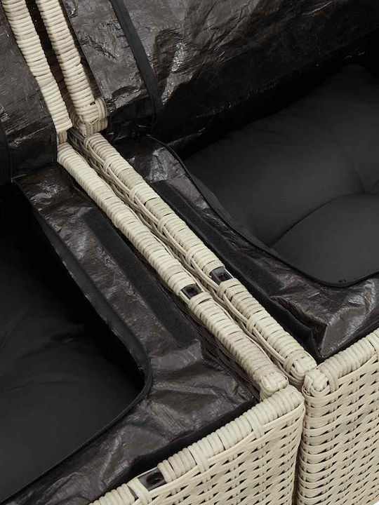 Corner Sofa Outdoor Rattan with Chest and Pillows 55x55x34cm