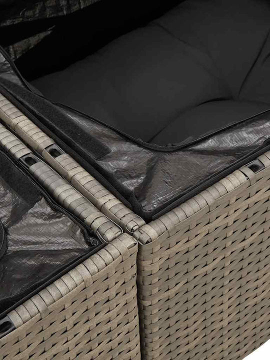 Corner Outdoor Sofa Rattan with Chest and Cushions 55x55x69cm