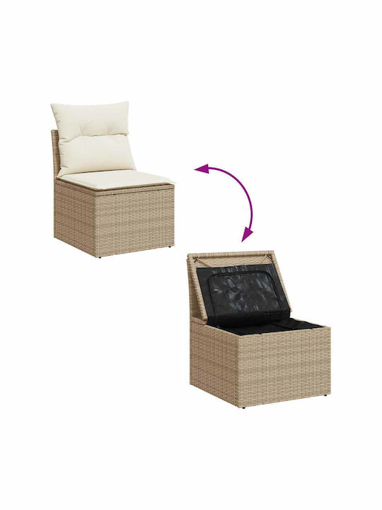 Corner Sofa Outdoor Rattan with Chest and Pillows 55x55cm