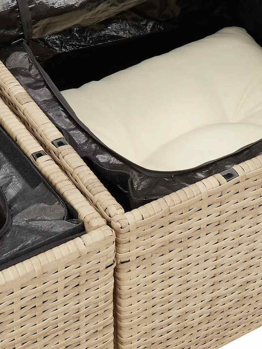 Corner Sofa Outdoor Rattan with Chest and Pillows 55x55x34cm