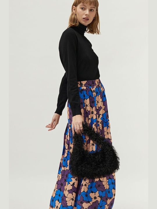 Compania Fantastica High-waisted Maxi Skirt Floral in Blue Color