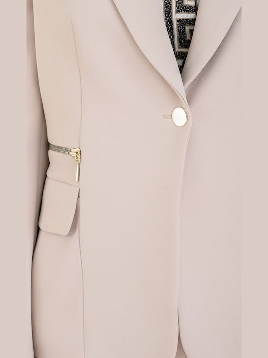 Derpouli Blazer pentru femei Sacou Vanilla