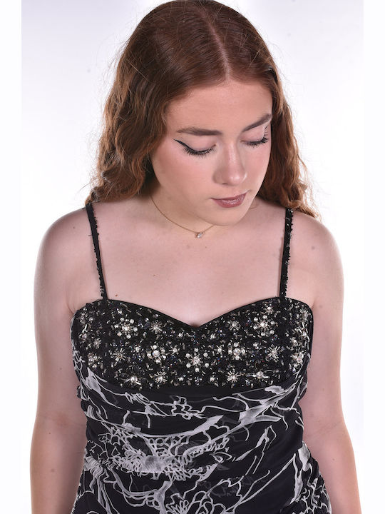 Damen Formelles Schwarz-Weiß Kleid Charly 2073-1032