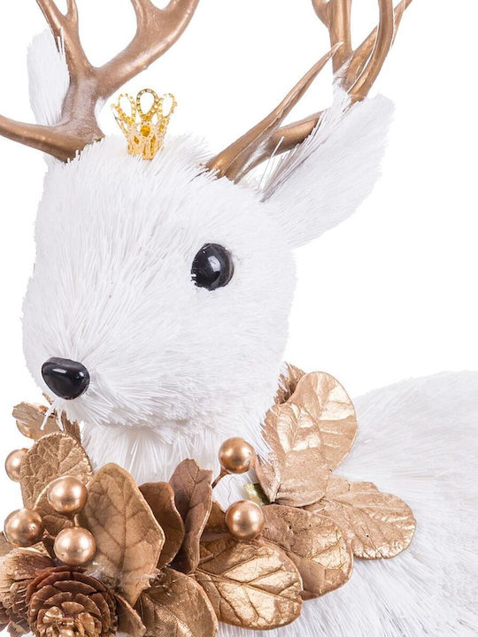 BigBuy Christmas Plastic Figure Deer White Height 22cm