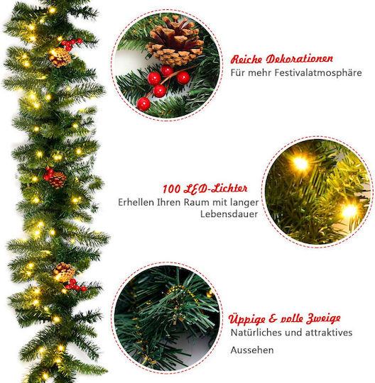 Costway Weihnachtliche Girlande Beleuchtet Plastik Bunt 270cm 1Stück