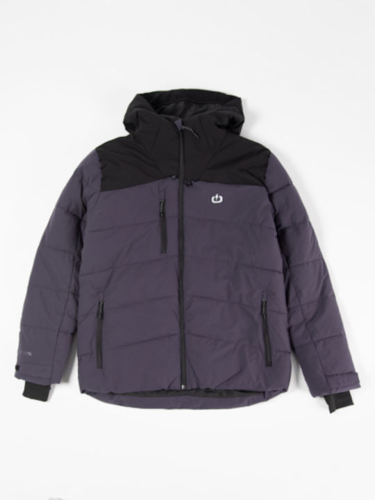 Winter Jacket Puffer Waterproof and Windproof PURPLE/BLACK