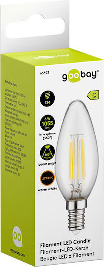 Goobay Bec LED 6W 98mm pentru Soclu E14 și Formă C37 Alb cald 1055lm