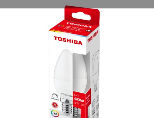 Toshiba Λάμπα LED 5W για Ντουί E14 και Σχήμα C35 Ψυχρό Λευκό 470lm Dimmable