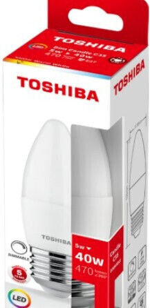 Toshiba Λάμπα LED 5W για Ντουί E27 και Σχήμα C35 Φυσικό Λευκό 470lm Dimmable
