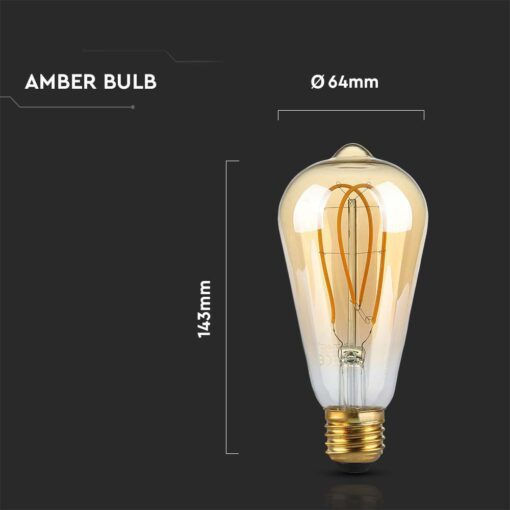 V-TAC LED-Lampe 5W 143mm für Fassung E27 und Form ST64 Warmes Weiß 300lm