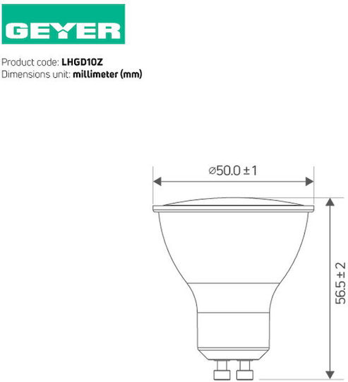 Geyer LED-Lampe 10W für Fassung GU10 und Form PAR16 Kühles Weiß