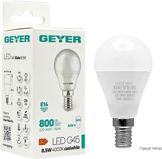 Geyer LED крушка 8.5W за фасунга E14 и форма G45 Неутрално бяло 800лм