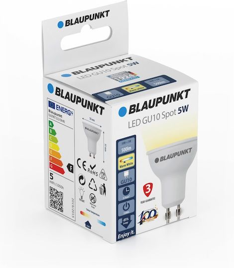 Blaupunkt Λάμπα LED 5W για Ντουί GU10 Θερμό Λευκό