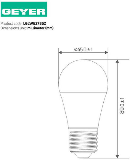 Geyer LED Bulb 8.5W for Socket E27 and Shape G45 Warm White