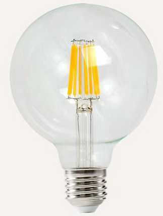 Λάμπα LED 6W 125mm για Ντουί E27 και Σχήμα G125 Θερμό Λευκό