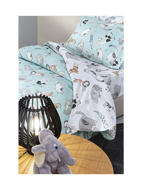 Guy Laroche Sheet Set Single Cotton Zootopia Aqua-grey 165x250cm 3pcs