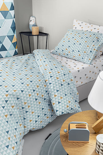 Guy Laroche Σετ Σεντόνια Μονά Βαμβακερά Two 2 Twenty Aqua 165x250cm 3τμχ