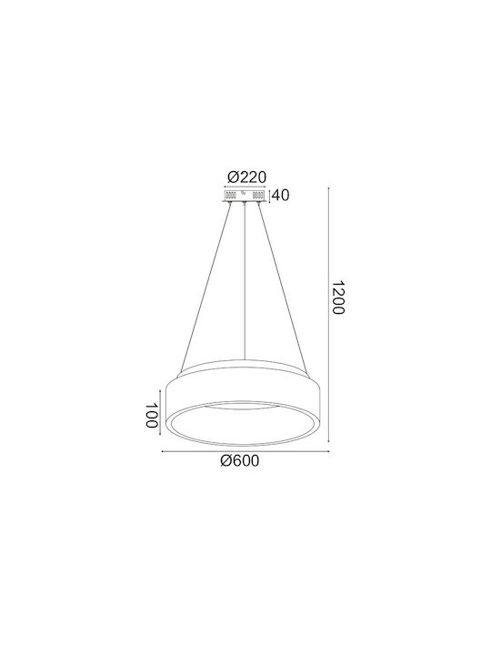 Aca Висящо Осветително Тяло Черно LED с Топло към студено бяло Светлина 60x60x120см.