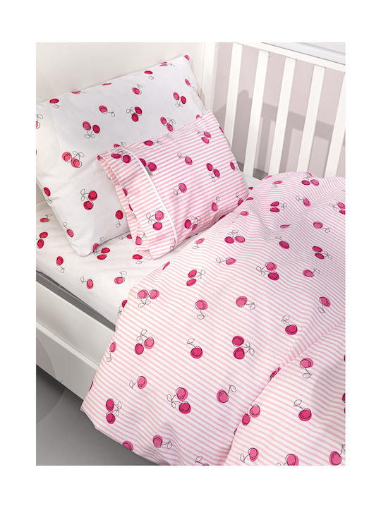 Guy Laroche Cherries Seturi de cearșafuri pentru bebeluși Pentru Patut Bumbac Cireșe Roz 115x170buc 3buc