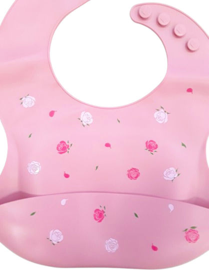 Beboulino Αδιάβροχη Σαλιάρα Σιλικόνης με Τσέπη Pink