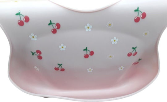 Beboulino Αδιάβροχη Σαλιάρα Σιλικόνης με Τσέπη Pink Cherry Garden