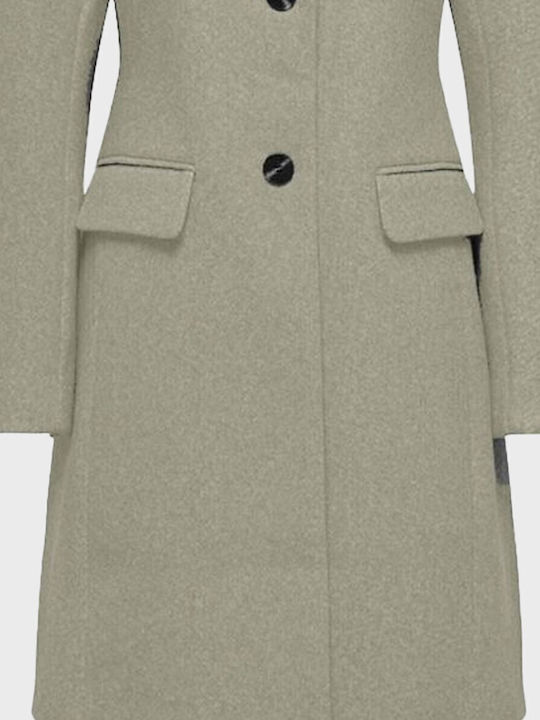 Women's Beige Coat with Buttons