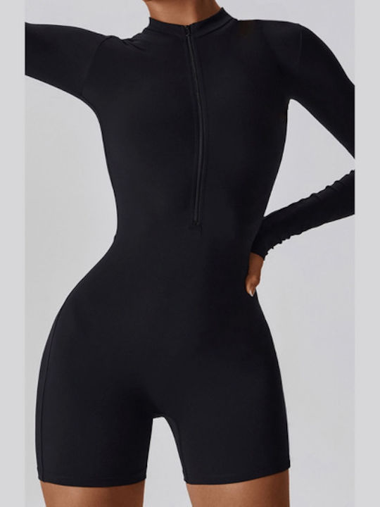 Amor Amor Women's Long-sleeved One-piece Suit Black