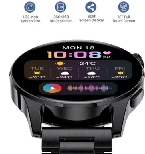 RoHs Pro Smartwatch mit Pulsmesser (Schwarz)