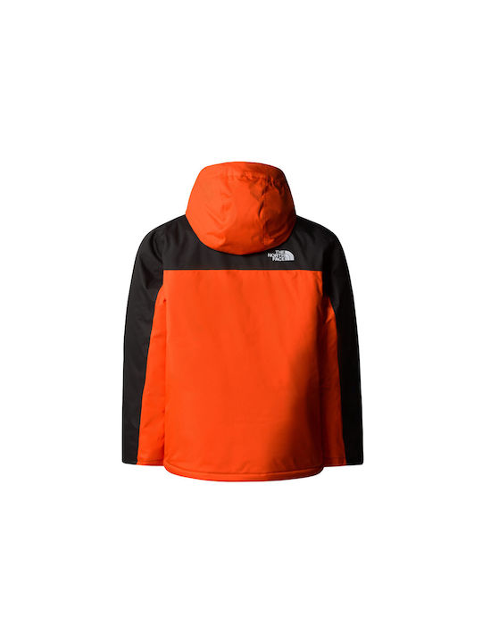 The North Face Waterproof Kids Casual Jacket Long Windproof with Hood Orange