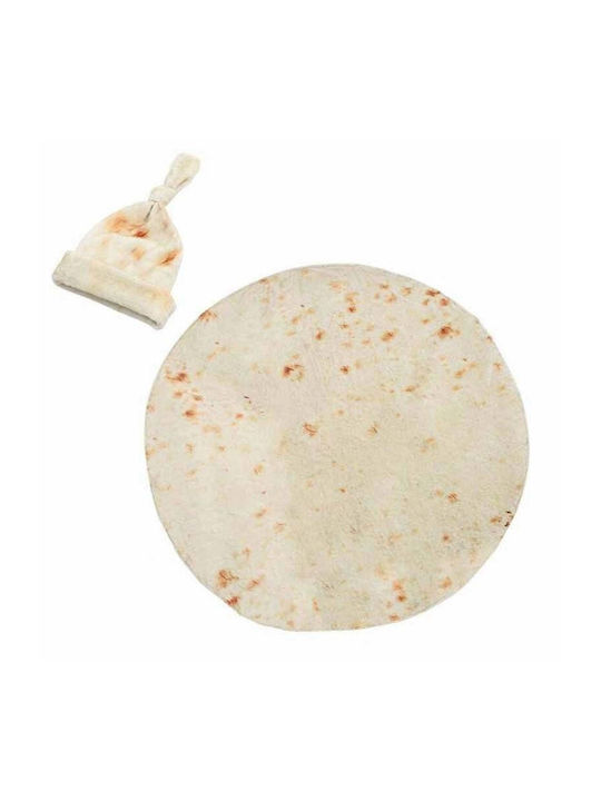 Flannel Blanket Flippy Hat Set Envelope Shape Newborns Polyester Material 85 Cm Cream