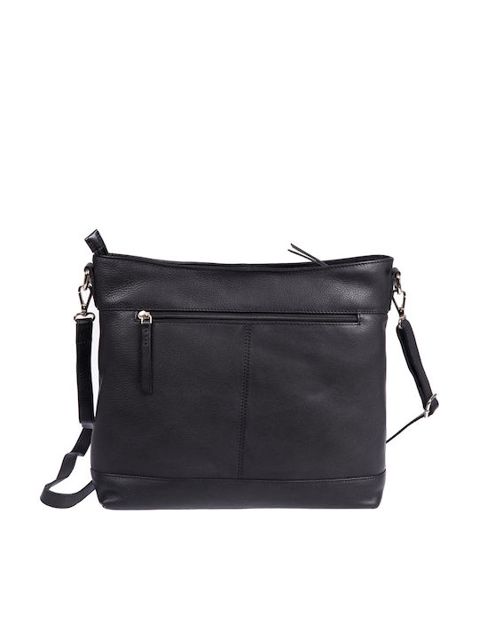 Leder Damentasche Schultertasche Schwarz