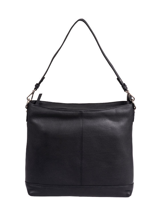 Leder Damentasche Schultertasche Schwarz