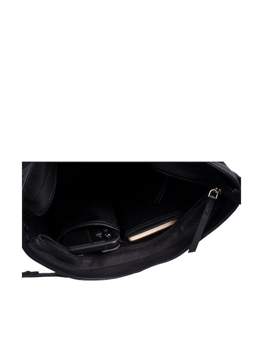 Leder Damentasche Schultertasche Schwarz