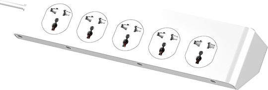 Πολύπριζο 10 Θέσεων με 5 USB-A, USB-C, Διακόπτη και Καλώδιο 2m Αγγλίας (Type G)