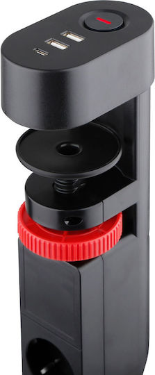 REV Steckdosenleiste 3 Positionen mit 2 USB-A und Kabel 3m