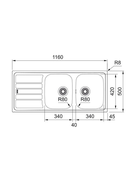 Franke Drop-In Sink Inox Satin W116xD50cm 7612986395914