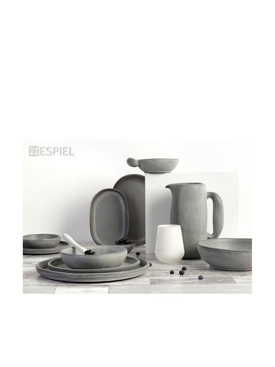 Espiel Canyon Plate Shallow Oval Ceramic Gray 31x19cm 2pcs