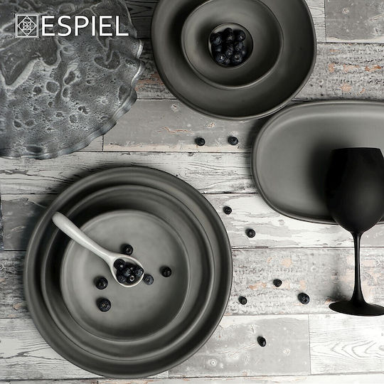 Espiel Canyon Plate Shallow Oval Ceramic Gray 31x19cm 2pcs