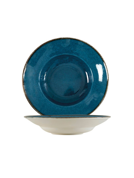 Porline Porselen Plate Pasta made of Porcelain Blue with Diameter 26cm