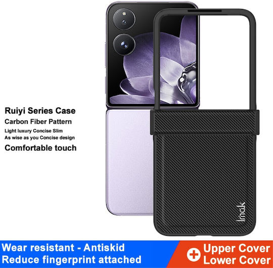 Imak Ruiyi Series Текстура Carbon Fiber Книга Изкуствена кожа / Пластмаса Черен (Xiaomi Mix Flip)