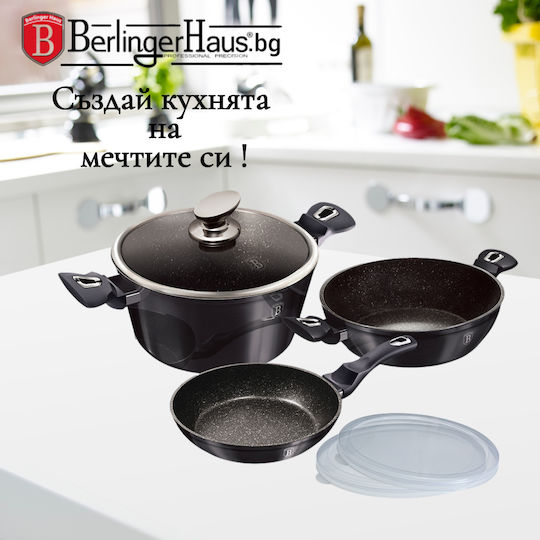 Berlinger Haus Metallic Line Σετ Μαγειρικά Σκεύη από Αλουμίνιο Carbon Pro με Επίστρωση από Πέτρα 3 τεμαχιών