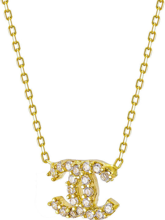 Kiriakos Gofas Set with Necklace & Earrings from Gold 14K with Stones