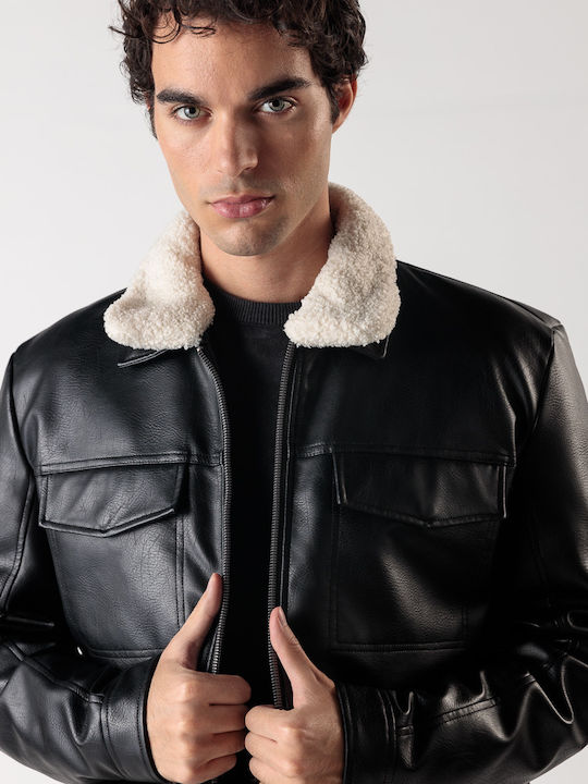 Devergo Faux Leather Jacket Black