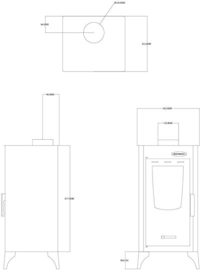 Thermiki ATS 75-10 Χαλύβδινη Ξυλόσομπα 7kW Μαύρη