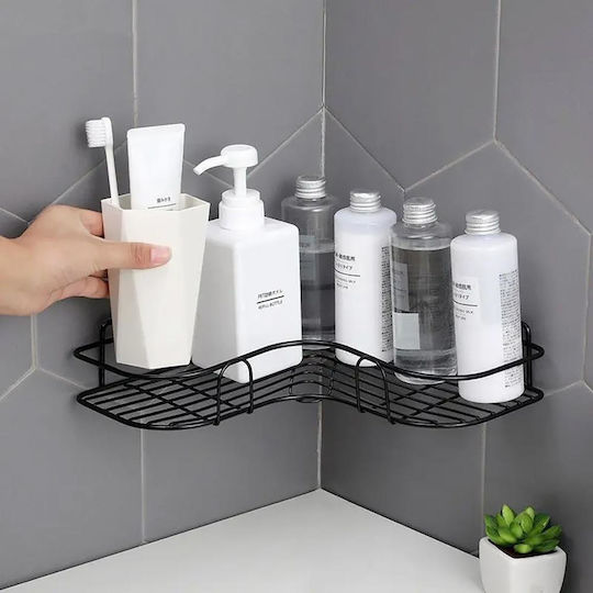 Next Shelf Corner Bathroom Shelf Metallic Black