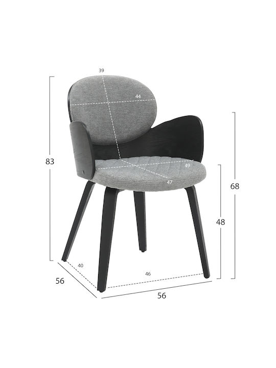 Darnell Dining Room Wooden Armchair Black, Grey 56x56x83cm