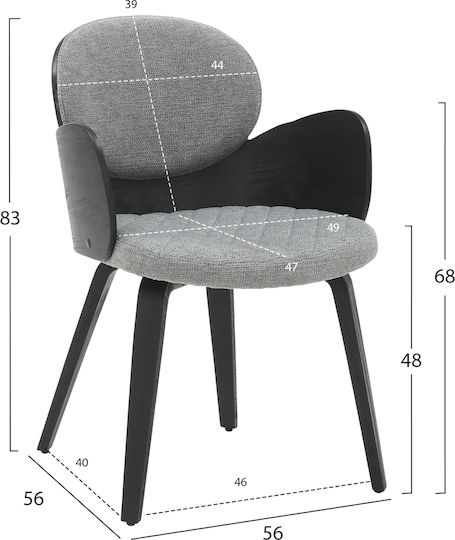 Πολυθρόνα Τραπεζαρίας Darnell 56x56x83εκ. Πολυθρόνα Τραπεζαρίας Darnell 56x56x83εκ.