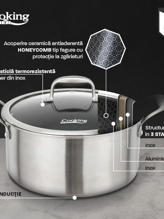 Heinner Titanium3 Βαθιά Ανοξείδωτη Κατσαρόλα 7lt / 28cm