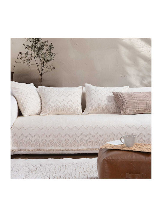 Nef-Nef Homeware Typhoon Decken & Couchdecken Dreisitzer-Sofa Wurf Jacquard 170x300cm Ecru