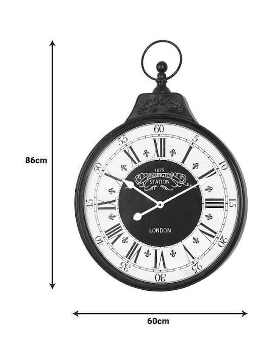 Inart Cloco Wall Clock Metallic Black Ø60cm